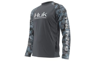 Image of HUK Performance Fishing Fishing Long Sleeve Double Header Top - Men's, Iron/SubPhantis Glacier, Large, H1200136-010-L