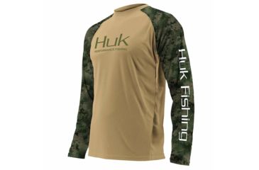 Image of HUK Performance Fishing Fishing Long Sleeve Double Header Top - Men's, Khaki/Subphantis Southern Tier, Large, H1200136-250-L