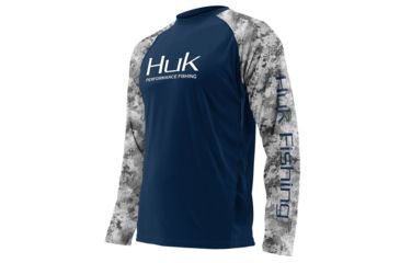Image of HUK Performance Fishing Fishing Long Sleeve Double Header Top - Men's, Navy/SubPhantis SubZero, Large, H1200136-410-L