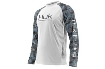 Image of HUK Performance Fishing Fishing Long Sleeve Double Header Top - Men's, White/SubPhantis Glacier, Large, H1200136-100-L