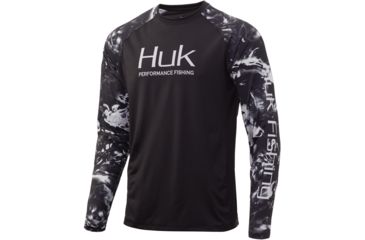 Image of HUK Performance Fishing Mossy Oak Double Header Long Sleeve Graphic T-Shirt - Mens, Mossy Oak Hydro Blackwater, Large, H1200229-078-L