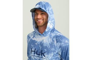 Image of HUK Performance Fishing Mossy Oak Pursuit Performance Hoodie - Mens, Moe Sw Spndrift, Small, H1200611-945-S