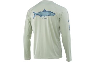 Image of HUK Performance Fishing Pen and Ink Tarpon Long Sleeve Graphic T-Shirt - Mens, Desert Sage, Extra Large, H1200219-381-XL