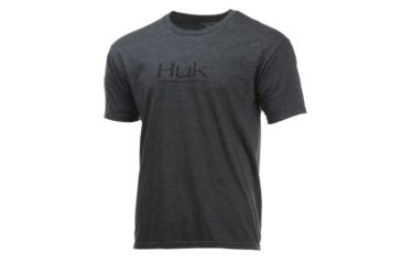 Image of HUK Performance Fishing Performance Fishing Tops, Short Sleeve - Mens, Dark Grey Heather, Medium, H1000176-025-M