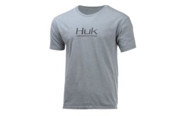 Image of HUK Performance Fishing Performance Fishing Tops, Short Sleeve - Mens, True Grey Heather, Large, H1000176-035-L