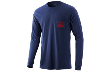 Image of HUK Performance Fishing Pocket Long Sleeve Tee - Mens, Sargasso Sea Heather, Small, H1000301-416-S