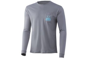 Image of HUK Performance Fishing Pocket Long Sleeve Tee - Mens, Sharkskin Heather, Large, H1000301-022-L