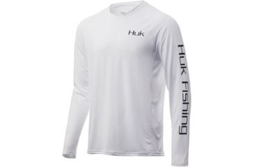 Image of HUK Performance Fishing Pursuit Bass And Blue Long Sleeve Graphic T-Shirt - Mens, White, 2XL, H1200214-100-XXL