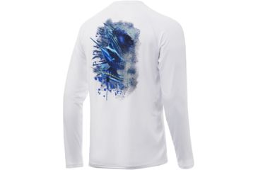 Image of HUK Performance Fishing Pursuit Bill Fish Art Slam Long Sleeve Graphic T-Shirt - Mens, White, Extra Large, H1200202-100-XL