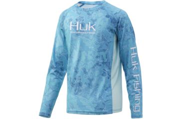 Image of HUK Performance Fishing Pursuit Camo Vented Long Sleeve Tee - Youth, Boca Grande, Medium, H7120017-446-YM