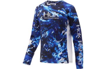 Image of HUK Performance Fishing Pursuit Camo Vented Long Sleeve Tee - Youth, Mossy Oak Hydro Reflex, Large, H7120017-468-YL