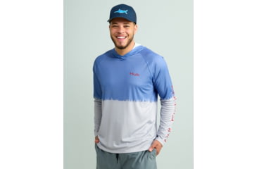 Image of HUK Performance Fishing Pursuit Graphic Hoodie - Mens, Harbor Mist, 3XL, H1200632-034-XXXL