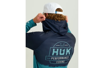 Image of HUK Performance Fishing Pursuit Graphic Hoodie - Mens, Storm Blue, Extra Large, H1200632-394-XL