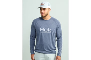 Image of HUK Performance Fishing Pursuit Heather Long Sleeve Shirt - Mens, Nvl Aca Hthr, Large, H1200485-464-L