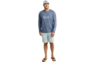 Image of HUK Performance Fishing Pursuit Heather Long Sleeve Shirt - Mens, Nvl Aca Hthr, Large, H1200485-464-L