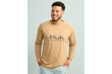 Image of HUK Performance Fishing Pursuit Heather Long Sleeve Shirt - Mens, Sand Piper Hthr, Large, H1200485-219-L