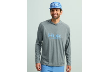 Image of HUK Performance Fishing Pursuit Hoodie Heather - Mens, Heather Black, Medium, H1200486-003-M