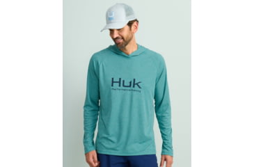 Image of HUK Performance Fishing Pursuit Hoodie Heather - Mens, Storm Blue Hthr, Medium, H1200486-540-M
