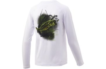 Image of HUK Performance Fishing Pursuit Large Mouth Long Sleeve Tee - Youth, White, Large, H7120022-100-YL