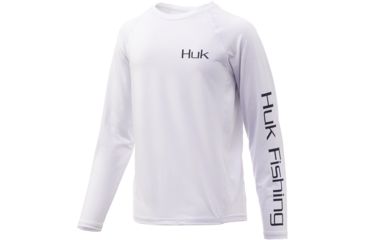 Image of HUK Performance Fishing Pursuit Large Mouth Long Sleeve Tee - Youth, White, Large, H7120022-100-YL