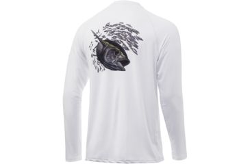 Image of HUK Performance Fishing Pursuit Target Rich Long Sleeve Graphic T-Shirt - Mens, White, Medium, H1200203-100-M