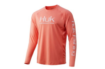 Image of HUK Performance Fishing Pursuit Vented Long Sleeve - Mens, Fusion Coral, Medium, H1200150-634-M