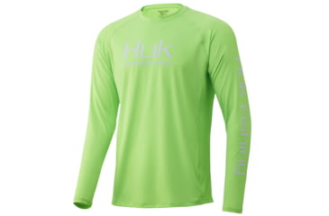 Image of HUK Performance Fishing Pursuit Vented Long Sleeve - Mens, Neon Green, Large, H1200150-321-L