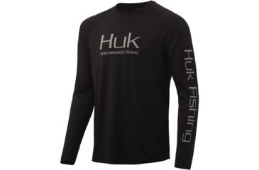 Image of HUK Performance Fishing Pursuit Vented Long Sleeve Tee - Mens, Black, Medium, H1200150-001-M