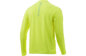 Image of HUK Performance Fishing Pursuit Vented Long Sleeve Tee - Mens, Highlighter Yellow, Extra Large, H1200150-730-XL
