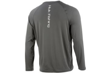 Image of HUK Performance Fishing Pursuit Vented Long Sleeve Tee - Mens, Iron, Large, H1200150-010-L
