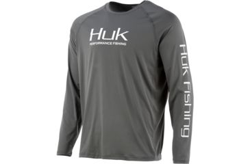 Image of HUK Performance Fishing Pursuit Vented Long Sleeve Tee - Mens, Iron, Large, H1200150-010-L