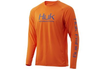 Image of HUK Performance Fishing Pursuit Vented Long Sleeve Tee - Mens, Orange Tiger, Small, H1200150-821-S