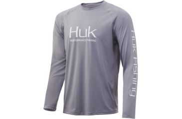 Image of HUK Performance Fishing Pursuit Vented Long Sleeve Tee - Mens, Sharkskin, Small, H1200150-028-S