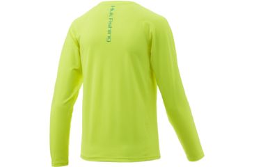 Image of HUK Performance Fishing Pursuit Vented Long Sleeve Tee - Youth, Highlighter Yellow, Medium, H7120016-730-YM