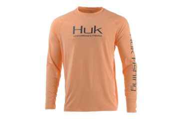 Image of HUK Performance Fishing Pursuit Vented LS Tops, Long Sleeve - Mens, Beach Peach, Large, H1200150-850-L