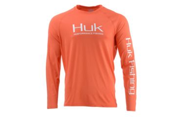 Image of HUK Performance Fishing Pursuit Vented LS Tops, Long Sleeve - Mens, Coral, Large, H1200150-630-L