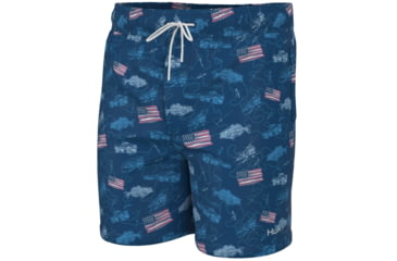 Image of HUK Performance Fishing Pursuit Volley Fish And Flags Shorts - Youth, Set Sail, YS, H7200012-489-YS