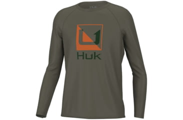 Image of HUK Performance Fishing Reflection Pursuit Long-Sleeve Shirt - Kids, Extra Large, Moss, H7120074-316-YXL