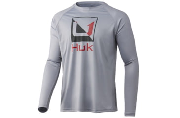 Image of HUK Performance Fishing Reflection Pursuit Long-Sleeve Shirt - Men's, Medium, Overcast Grey, H1200462-032-M