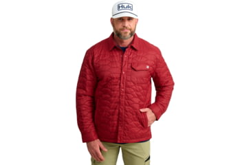 Image of HUK Performance Fishing Scale Shacket -Mens, Scarlet Blaze, Small, H4000152-621-S