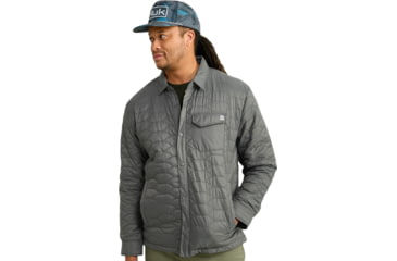 Image of HUK Performance Fishing Scale Shacket -Mens, Volcanic Ash, Small, H4000152-013-S