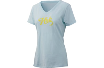 Image of HUK Performance Fishing Script V-Neck Tee - Womens, Seafoam, Extra Large, H6100039-350-XL
