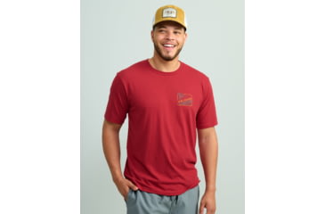 Image of HUK Performance Fishing Spot Badge Tee - Mens, Scarlet Blaze, Extra Large, H1000529-621-XL