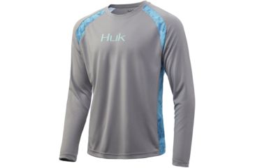 Image of HUK Performance Fishing Strike Solid Long Sleeve Tee - Mens, Grey, Small, H1200197-020-S