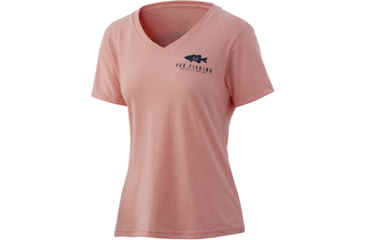 Image of HUK Performance Fishing Suntsent Bass V-Neck Tee - Womens, Desert Flower Heather, S, H6100070-689-S
