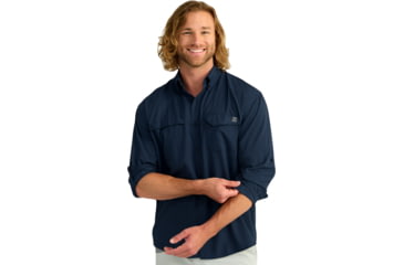 Image of HUK Performance Fishing Tide Point Long Sleeve Shirt - Mens, Naval Academy, Small, H1500172-413-S
