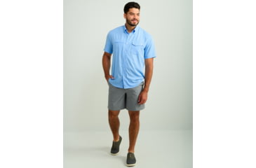 Image of HUK Performance Fishing Tide Point Short Sleeve Shirt - Mens, Marolina Blue, Medium, H1500171-420-M