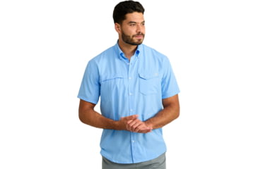 Image of HUK Performance Fishing Tide Point Short Sleeve Shirt - Mens, Marolina Blue, Medium, H1500171-420-M