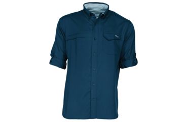 Image of HUK Performance Fishing Tide Point Woven Solid LS Tops, Long Sleeve - Men's, Dark Blue, Small, H1500042-401-S