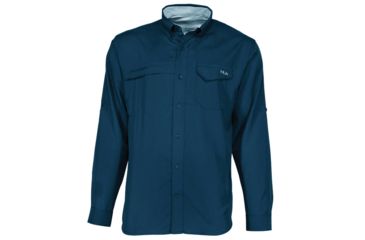Image of HUK Performance Fishing Tide Point Woven Solid LS Tops, Long Sleeve - Men's, Dark Blue, Small, H1500042-401-S